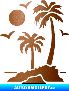 Samolepka Ostrov 002 levá palmy a moře měděná metalíza