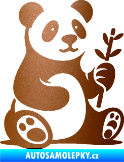 Samolepka Panda 011 pravá s bambusovou větvičkou měděná metalíza