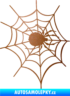 Samolepka Pavouk 016 pravá s pavučinou měděná metalíza