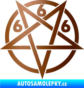 Samolepka Pentagram 666 měděná metalíza
