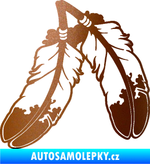 Samolepka Peříčka 003 levá indiánský motiv měděná metalíza