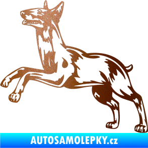 Samolepka Pes 015 levá Bulteriér měděná metalíza