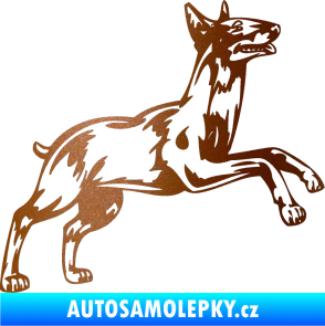 Samolepka Pes 015 pravá Bulteriér měděná metalíza