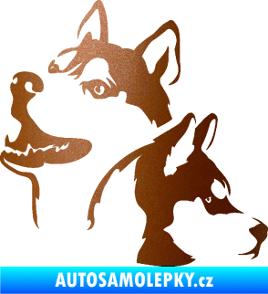 Samolepka Pes 117 levá husky měděná metalíza