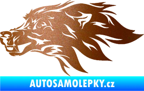 Samolepka Pes 127 levá hlava měděná metalíza