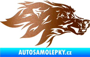 Samolepka Pes 127 pravá hlava měděná metalíza