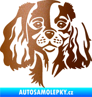 Samolepka Pes 132 levá Cavalier king Charles spaniel měděná metalíza
