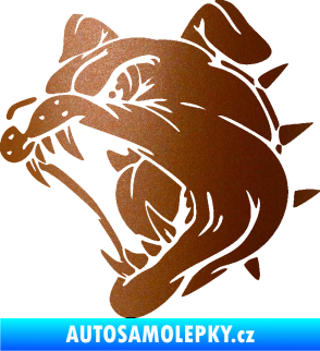 Samolepka Pes 136 levá rozzuřený buldok měděná metalíza