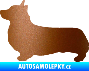 Samolepka Pes 164 levá Welsh Corgi Pembroke měděná metalíza