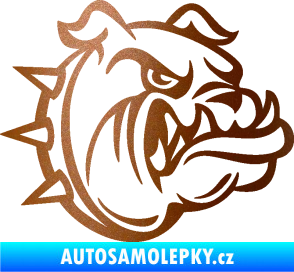 Samolepka Pes 171 pravá rozzuřený buldok měděná metalíza