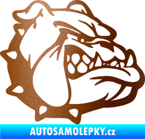 Samolepka Pes 174 pravá rozzuřený buldok měděná metalíza