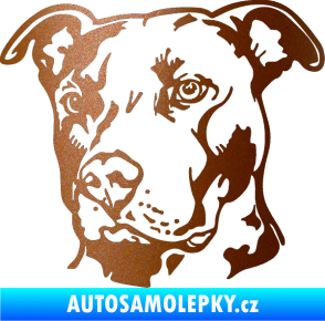 Samolepka Pes 198 pitbull levá měděná metalíza