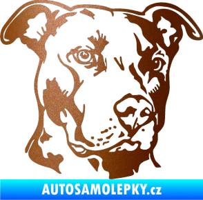 Samolepka Pes 198 pitbull pravá měděná metalíza