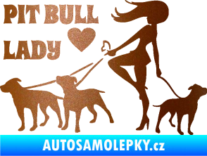 Samolepka Pit Bull lady levá měděná metalíza