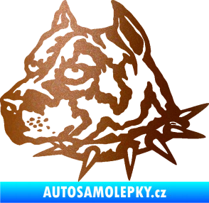 Samolepka Pitbull hlava 006 levá měděná metalíza