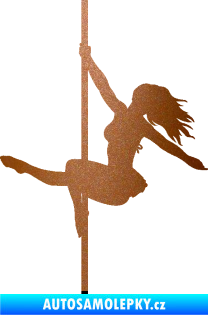 Samolepka Pole dance 001 levá tanec na tyči měděná metalíza