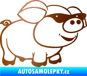 Samolepka Prase 006 pravá frajer v brýlích měděná metalíza