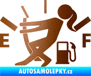 Samolepka Prázdná nádrž 002 palivoměr, varianta s ženou měděná metalíza