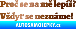 Samolepka Proč se na mě lepíš? Vždyť se neznáme! 001 měděná metalíza