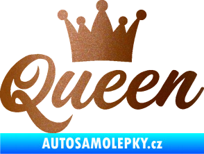 Samolepka Queen nápis s korunou měděná metalíza