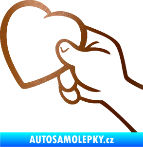 Samolepka Ruka se srdíčkem levá měděná metalíza