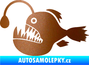 Samolepka Ryba 022 levá mořský ďas s lampičkou měděná metalíza