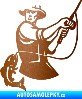 Samolepka Rybář 024 levá úlovek měděná metalíza