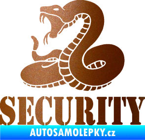 Samolepka Security hlídáno - levá had měděná metalíza
