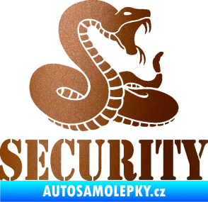 Samolepka Security hlídáno - pravá had měděná metalíza