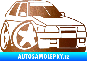 Samolepka Škoda Favorit karikatura pravá měděná metalíza