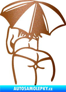 Samolepka Slečna s deštníkem levá měděná metalíza