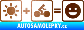 Samolepka Slunce + kolo = veselý smajlík vyjížďka na kole měděná metalíza