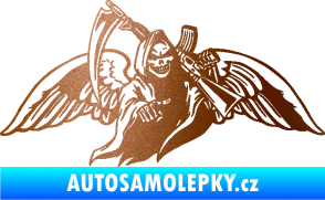 Samolepka Smrtka 016 pravá s křídly a kosou měděná metalíza