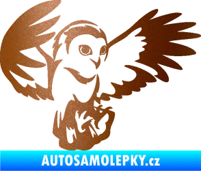 Samolepka Sova 006 pravá měděná metalíza