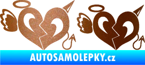 Samolepka Srdce anděl s ďáblem měděná metalíza