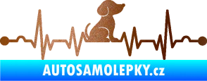 Samolepka Srdeční tep 002 pravá pejsek měděná metalíza