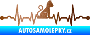 Samolepka Srdeční tep 003 pravá kočička měděná metalíza