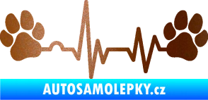 Samolepka Srdeční tep 004 tlapky měděná metalíza