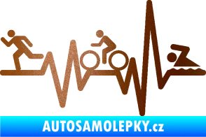 Samolepka Srdeční tep 012 levá triatlon měděná metalíza