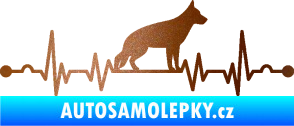 Samolepka Srdeční tep 014 pravá německý ovčák měděná metalíza