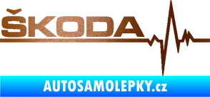 Samolepka Srdeční tep 034 levá Škoda měděná metalíza