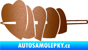 Samolepka Srdíčka na špejli levá měděná metalíza