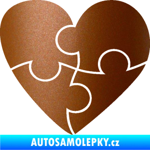 Samolepka Srdíčko 018 pravá puzzle měděná metalíza