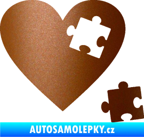 Samolepka Srdíčko 022 pravá vypadlý puzzlík měděná metalíza