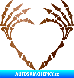 Samolepka Srdíčko z kostí měděná metalíza