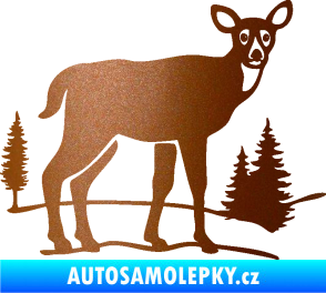 Samolepka Srna 002 pravá s krajinou měděná metalíza