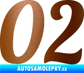 Samolepka Startovní číslo 02 typ 3 měděná metalíza