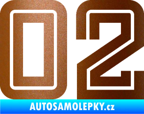 Samolepka Startovní číslo 02 typ 7 měděná metalíza