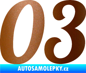 Samolepka Startovní číslo 03 typ 3 měděná metalíza