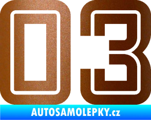 Samolepka Startovní číslo 03 typ 7 měděná metalíza